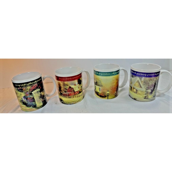 Thomas Kinkade Other - Vintage Thomas Kinkade Four Seasons Mug Set of 4 Complete Collection NOS